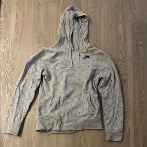 Nike Light Grey Hoodie with heart and shoe pattern